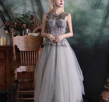 Forest Elf Tulle Skirt - Washed Dyed Ink Wash Grey