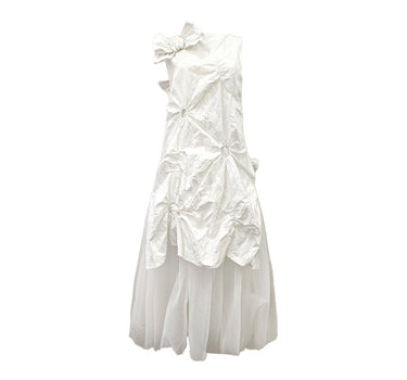 Women's Puff Sleeve Bow Back Vest Dress