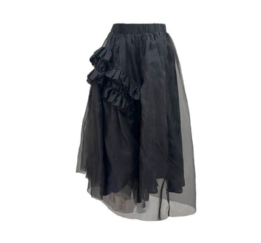 Ruffles Silk Organza Skirt (with Slip) – Black