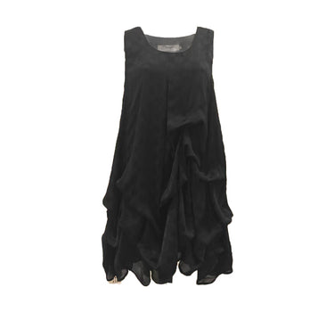 Handmade Asymmetric Draped Vest Black Dress