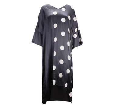 Lina Robe - Black Acetate with Black & White Polka Dots