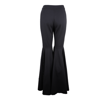 Lace-Paneled Flared Pants - Black
