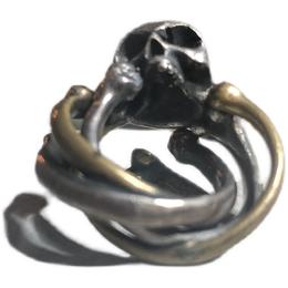 silver copper twin skull ring - By Cookie H.