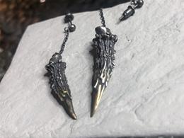 Hand made distressed silver copper deer antler long ear drops - By Cookie H.
