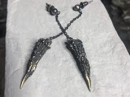 Hand made distressed silver copper deer antler ear drops - By Cookie H.