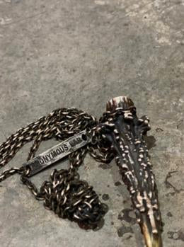 Hand made distressed silver copper deer antler necklace+pendant - By Cookie H.