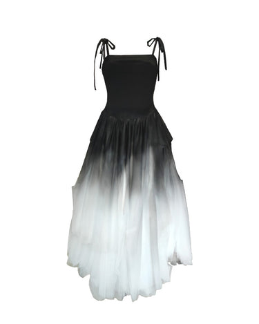 Xiomara Ombr Suspender Dress - Black-White Gradient - L Xiomara Ombr Suspender Dress - Black-White Gradient - L