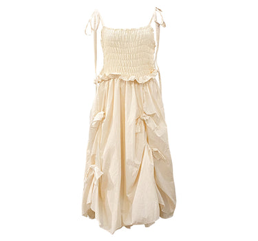 Bowknot Elastic Dress - Ivory