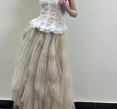 Forest Elf Tulle Skirt - Washed Dyed Grey Nude