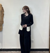 HOLEY KNIT CARDIGAN BLACK AND WHITE - By Cookie H.