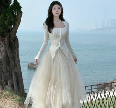 Forest elf tulle Skirt(white)