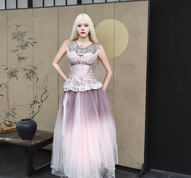 Forest Elf Tulle Skirt - Washed Dyed Gradual Taro Purple