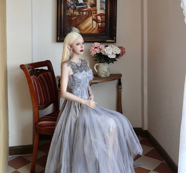 Forest elf tulle Skirt (washed dyed ink wash grey)