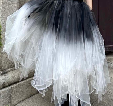 Forest Elf Tulle Skirt - Spray-Dyed Gradual Black-White