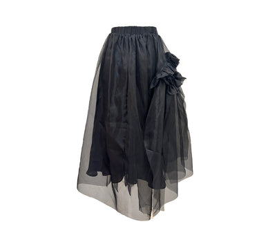 Ruffles Silk Organza Skirt (with Slip) – Black