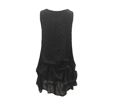 Handmade Asymmetric Draped Vest Black Dress