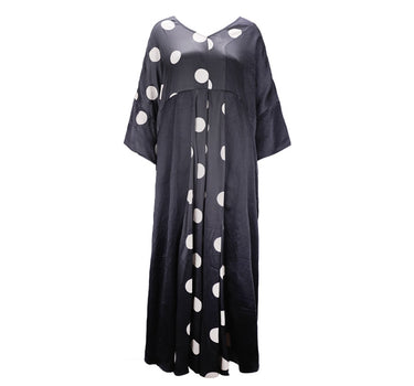 Lina Robe - Black Acetate with Black & White Polka Dots